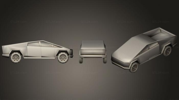 Автомобили и транспорт (Кибертрук Тесла, CARS_0439) 3D модель для ЧПУ станка